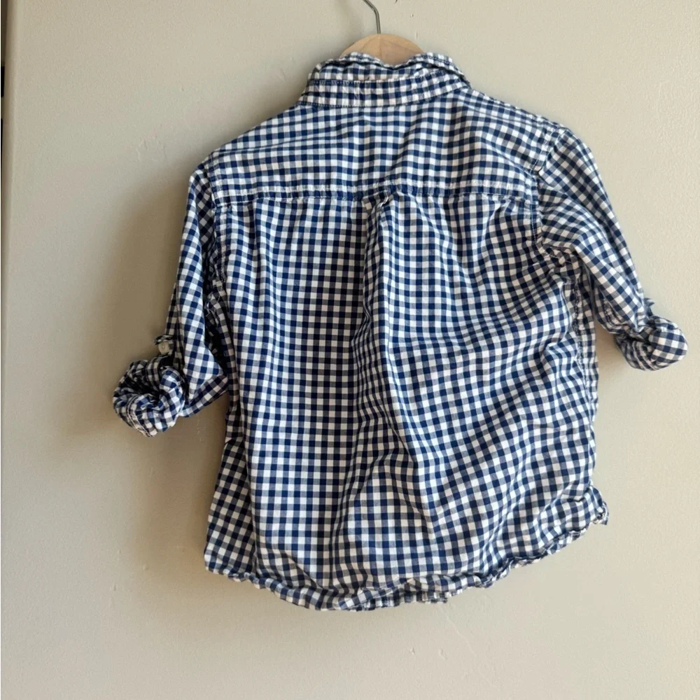 Gymboree 4T Blue Gingham Button Down Shirt Preppy Cottagecore School Preppy